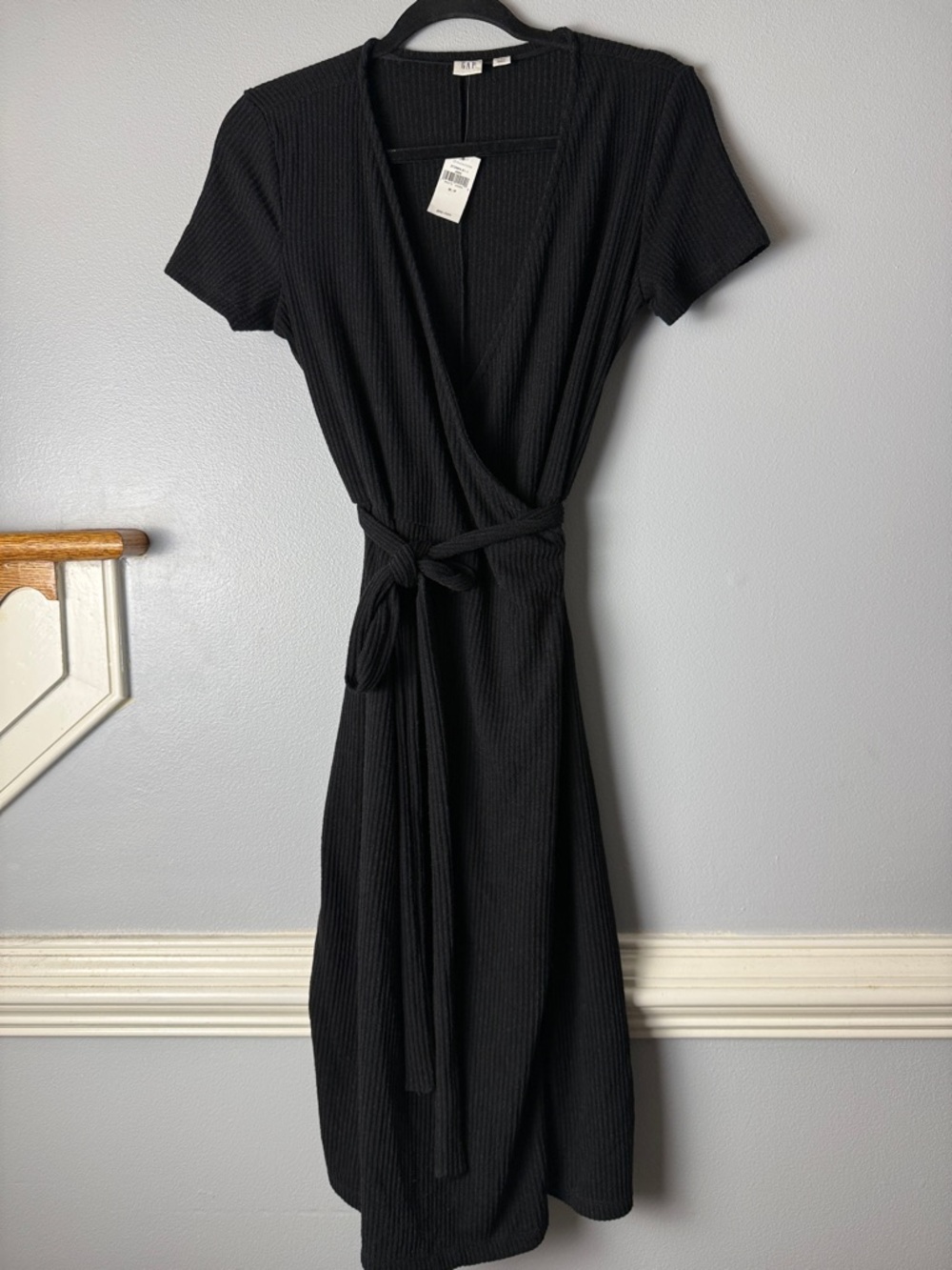 GAP Black Ribbed Wrap Dress